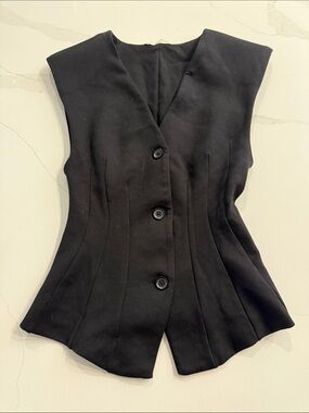 Zara Black Tailored Button-Front Vest